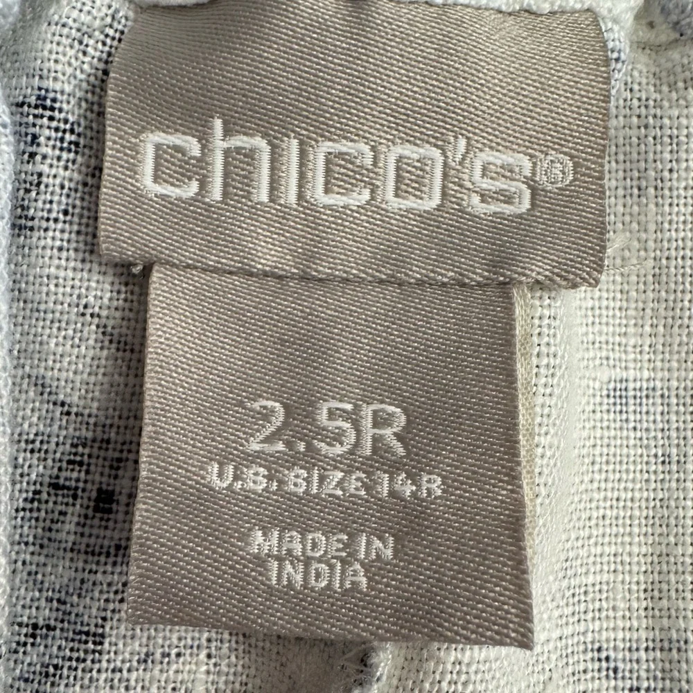 Chico’s LINEN Floral Print Straight Leg Pants White/ Blue Size 2.5 R (14/16) - Picture 11 of 13